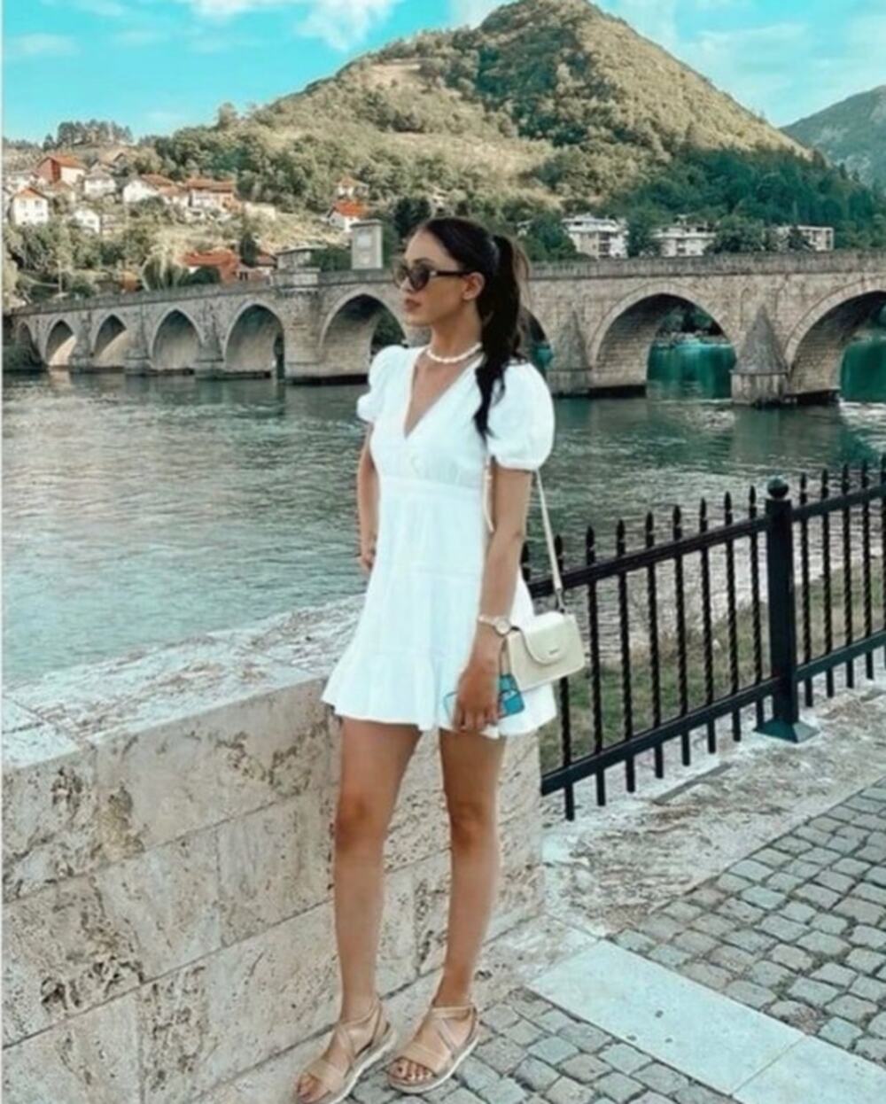 Zara White Tiered Lace Mini Dress Size Small